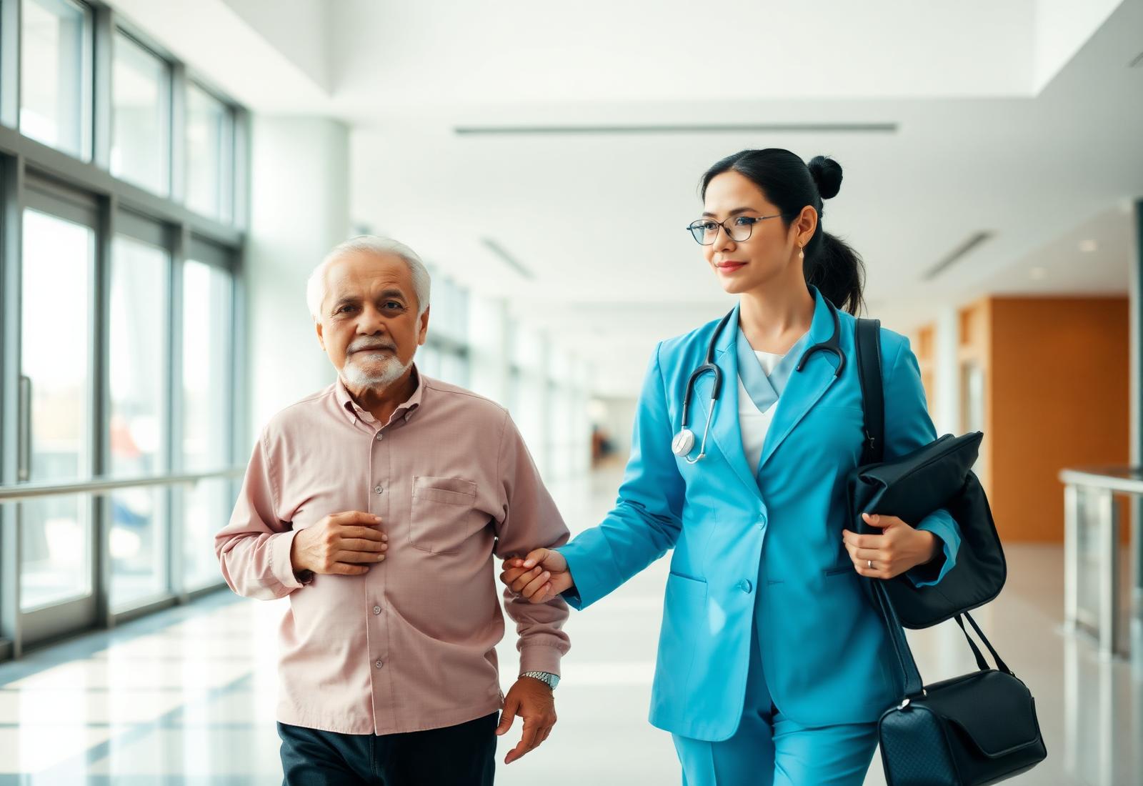 Medi Sehat coordinator guiding a patient through an international hospital